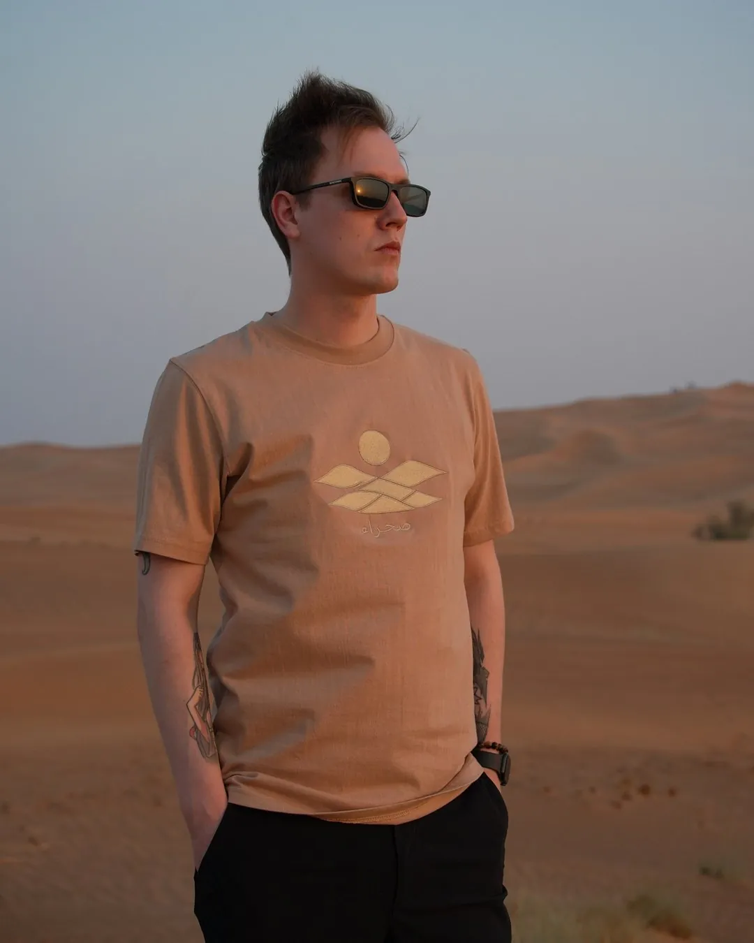 Empty Quarter — Regular, regular fit, worn in the dunes — the embroidered design on the chest